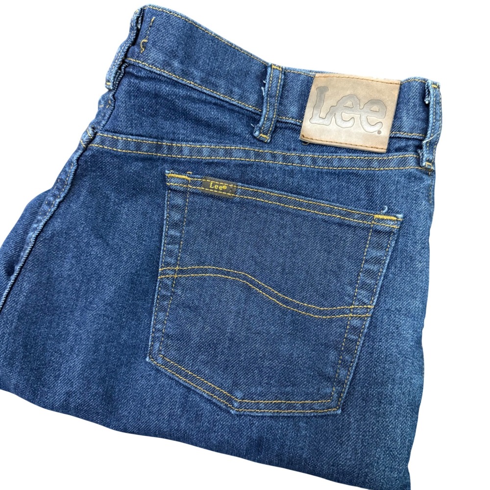 Lee Regular Fit Jeans Mens 40x34 Blue Dark Wash Straight Leg Denim IZS-E031-003